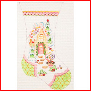 COLM-05 Gingerbread house 6 3/4" x 3 1/2" 18 Mesh MINI STOCKING Strictly Christmas