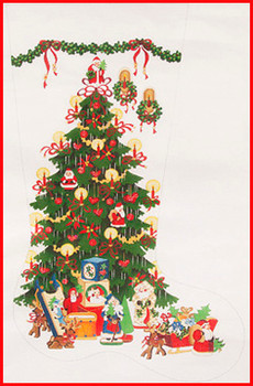 CS-173 Santa Tree - red ribbons 13 Mesh 23" TALL Strictly Christmas!