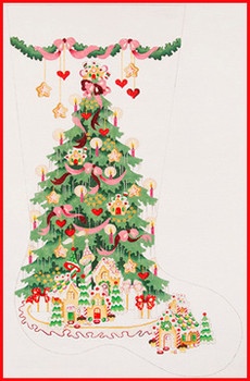 CS-179 Gingerbread Tree - pink ribbons 13 Mesh 23" TALL Strictly Christmas  !