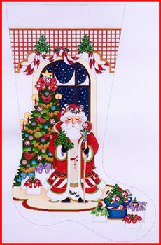 CS-144 Candy Cane Santa Tree, Lattice top (red & gold) 13 Mesh 23" TALL Strictly Christmas!