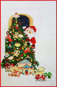 CS-285 Santa behind tree w/toys Female 13 Mesh 23" TALL Strictly Christmas!