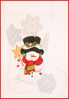 CS-1125 Let It Snow - Snowman w/star & snowflake background 13 Mesh Stocking MID-SIZE 18" tall Strictly Christmas!
