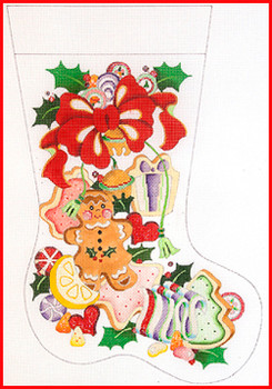 CS-1194 Gingerbread girl w/cookies & candy 13 Mesh Stocking MID-SIZE 18" tall Strictly Christmas!