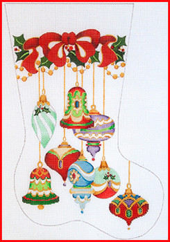 CS-1196 Multiple ornaments 13 Mesh Stocking MID-SIZE 18" tall Strictly Christmas!