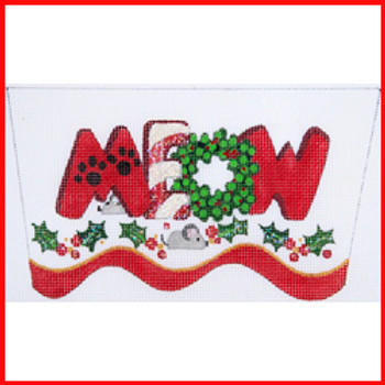 CSC-1002 Meow cuff w/mouse 4" x 7" 18 Mesh STOCKING CUFF Strictly Christmas!