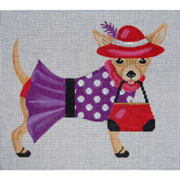 Animal A033 Red Hat KoKo Chanel Weiner Dog 9 x 10 13 Mesh JP Needlepoint