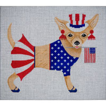 Animal A035 Patriotic KoKo Chanel Weiner Dog 9 x 10 13 Mesh JP Needlepoint