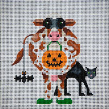 Animal A075 Scaredy Cow 6 x 6 13 Mesh JP Needlepoint