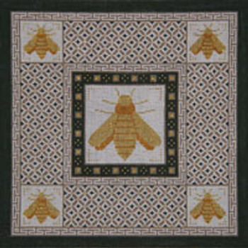 Bird/Insect B008 Bee w/Taupe & Brown Borders	14 x 14 13 Mesh JP Needlepoint