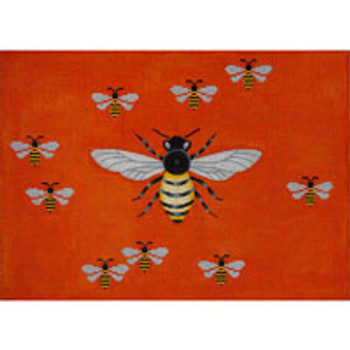 Bird/Insect B122 Big Buzz & Baby Bees on Red 10 x 14  13 Mesh JP Needlepoint