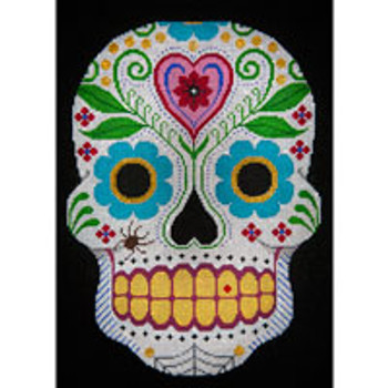 Holiday H040 Day Of the Dead w/Hearts & Flowers 10x12  18 Mesh JP Needlepoint