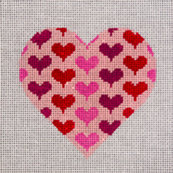 Holiday H076 Light Pink Happy Heart  5 x 5 18 Mesh JP Needlepoint