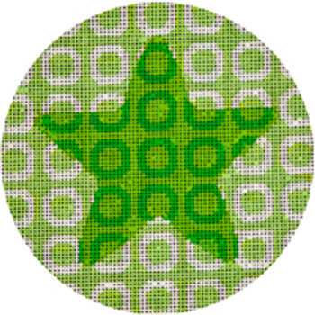 Holiday H082 Green Starlight 4.5" Diameter 18 Mesh JP Needlepoint