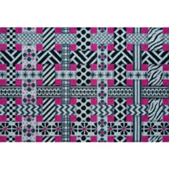 MISCELLANEOUS L672 Black &  White & Pink Ribbons	9 x 13.5   13 Mesh JP Needlepoint