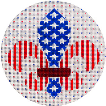 MISCELLANEOUS L636 Red, White & Blue Fleur 4.5" Diameter 18 Mesh JP Needlepoint