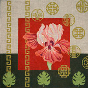 Asian O018	Iris & Coins 12 x 12 13 Mesh JP Needlepoint