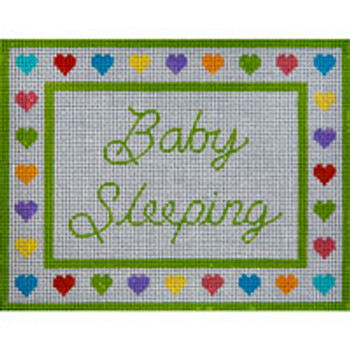 QUOTE Q071 Baby Sleeping w/Colorful Hearts 7 x 9 13 Mesh JP Needlepoint
