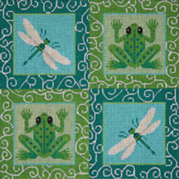 SEA LIFE S132 Turquoise & Green Frogs & Flies 11 x 11 13 Mesh JP Needlepoint