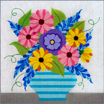 VEGETATION V100 Happy Flowers Bouquet 12 x 12 18 Mesh JP Needlepoint