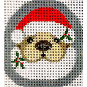 CHRISTMAS DX001 Santa Otter 4 x 4 13 Mesh JP Needlepoint