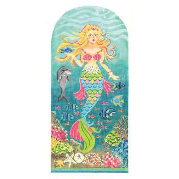 KCN950 Dolphina the Gulf Coast Mermaid 5"w x 11.25"h 18 Mesh With Stitch Guide Kelly Clark