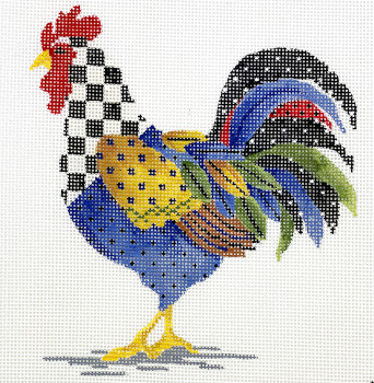KCN498 Country Checks Rooster 5"w x 6"h 18 Mesh Kelly Clark Needlepoint