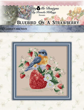 Bluebird On A Strawberry 102w x 99h Kitty And Me Designs