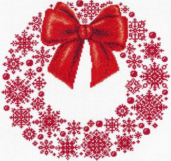 Redwork Snowflake Wreath 150w x 150h by Imaginating 22-2160