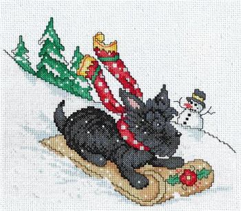 Sledding Scottie 111w x 97h Kit Mary Engelbreit