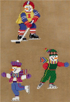 Sporty Snowmen Ornaments I 49w x 64h  Kit Sandra Cozzolino