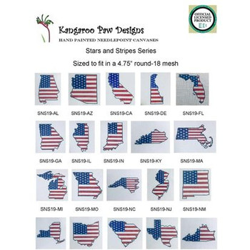 Patriotic Series:  SNS19-NC North Carolina State shape with Stars and Stripes 18 Mesh Kangaroo Paw Designs 