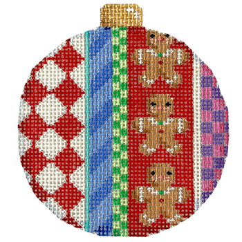 CT-1848 Gingerbread Jolly Stripe Ball Ornament 3 x 3.25 18 Mesh Associated Talents 