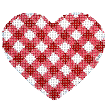 HE-855R Red Gingham Heart 3.5x3 18 Mesh Associated Talents 