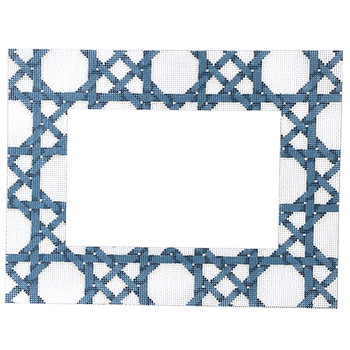 PF-277B Blue/White Caning Pattern Frame 6" x 4" opening Associated Talents 