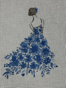 ECT876C Lady w/Blue Flowers 6 x 5 18 Mesh Ellen Crimi-Trent