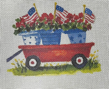 ECT400C Red Wagon w/flags 5 x 5 18 Mesh Ellen Crimi-Trent Top Left