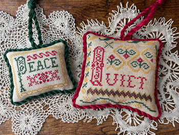 Vintage Christmas Alphabet 7 adds P and Q Peace: 51 x 42 and Quiet: 60 x 60  by Jan Hicks Creates 23-2252  YT