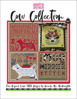 Cow Collection: Four Original The Moo The Merrier Cross Stitch Charts 64w x 64h  Ardith Design ICG