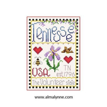 Tennesee Little State Sample 58w x 82h Alma Lynne Originals