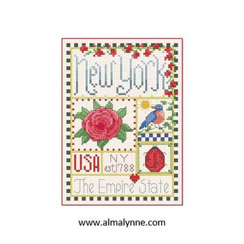 New York Little State Sampler 58w x 82h Alma Lynne Originals