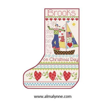 Christmas Sailing Stocking 132w x 186h Alma Lynne Originals