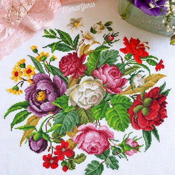 Antique Berlin Floral Bouquet -E Antique Needlework Design