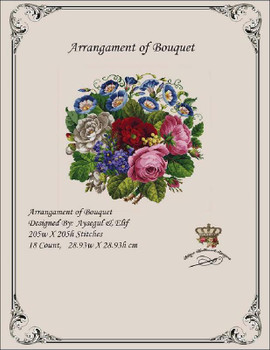 Arrangament of Bouquet Antique Needlework Design