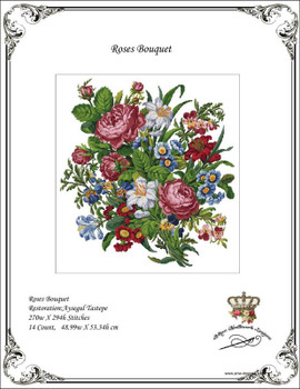 Berlin Floral Large Bouquet -A 270w X 294h Stitches Antique Needlework Design