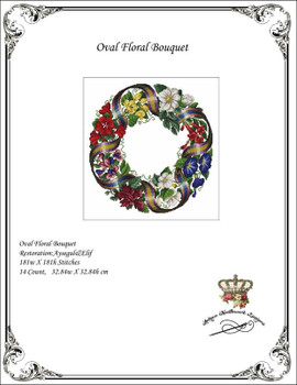 Oval Floral Bouquet-1 Antique Needlework Design