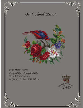 Oval Floral Parrot Antique Needlework Design