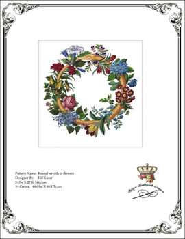 Round wreath in flowers-E Antique Needlework Design