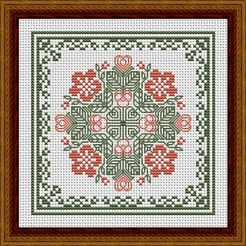 November Hearts Square With Pansies 68w x 68h by Happiness Is Heartmade 22-3001