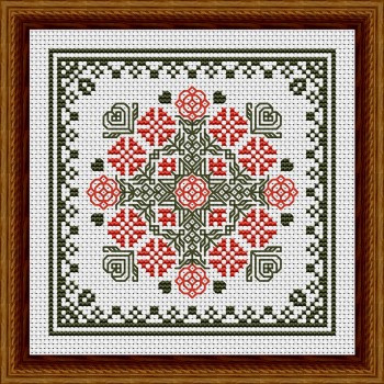 October Hearts Square With Marigolds 68w x 68h by Happiness Is Heartmade 22-2815