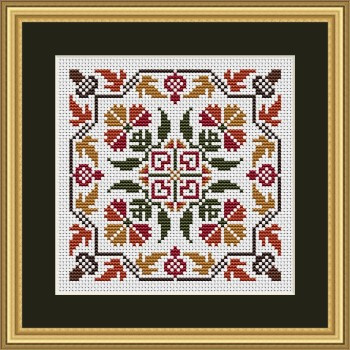 Autumn Acorns And Flowers 67w x 67h by Happiness Is Heartmade 22-2533